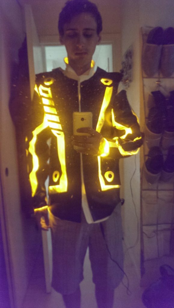 light-up Halloween costume of the character Clu from the movie Tron Legacy